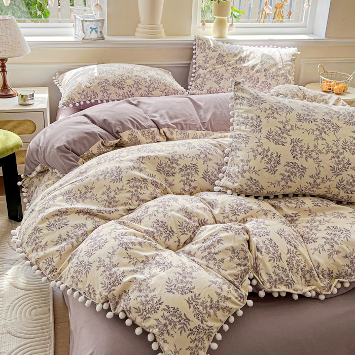 91家纺网 家纺一手货源 找家纺 （总）朵朵家纺 2025新款球球款云感四件套水洗棉简约风小碎花被套三件套（可定制尺寸 ）