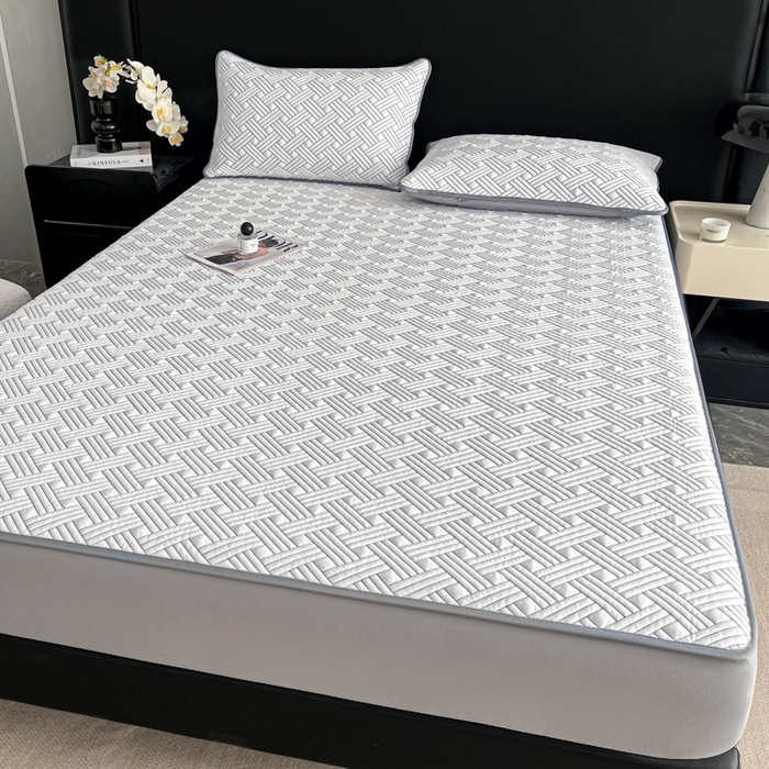 91家纺网 家纺一手货源 找家纺 欧邦 2025新款加厚PE中分子凉感豆豆软席-极简系列 床笠款-极简-灰