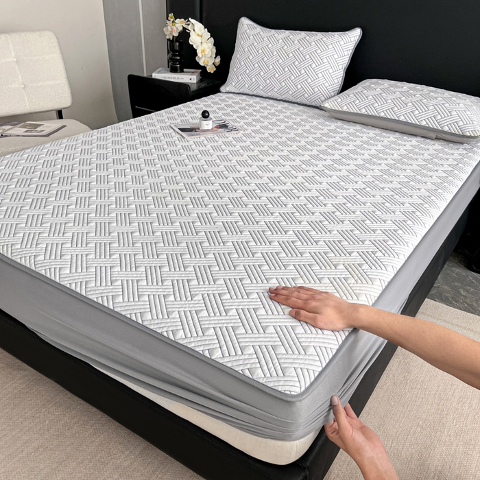 91家纺网 家纺一手货源 找家纺 欧邦 2025新款加厚PE中分子凉感豆豆软席-极简系列 床笠款-极简-灰