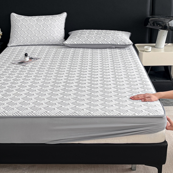 91家纺网 家纺一手货源 找家纺 欧邦 2025新款加厚PE中分子凉感豆豆软席-极简系列 床笠款-极简-灰