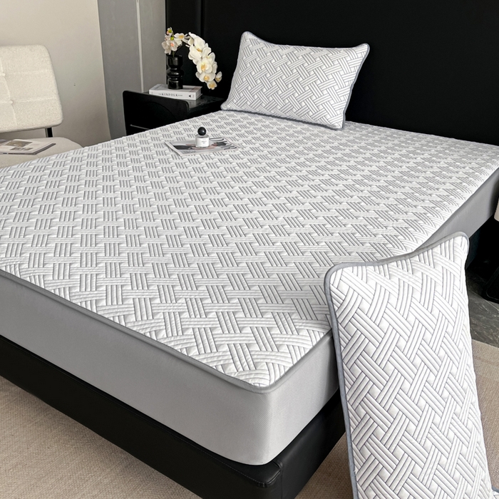 91家纺网 家纺一手货源 找家纺 欧邦 2025新款加厚PE中分子凉感豆豆软席-极简系列 床笠款-极简-灰