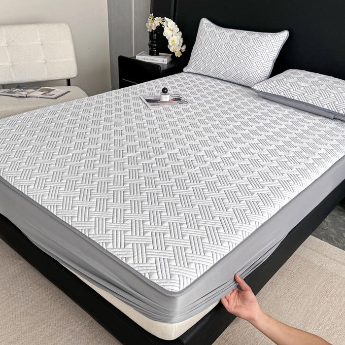 91家纺网 家纺一手货源 找家纺 欧邦 2025新款加厚PE中分子凉感豆豆软席-极简系列 床笠款-极简-灰