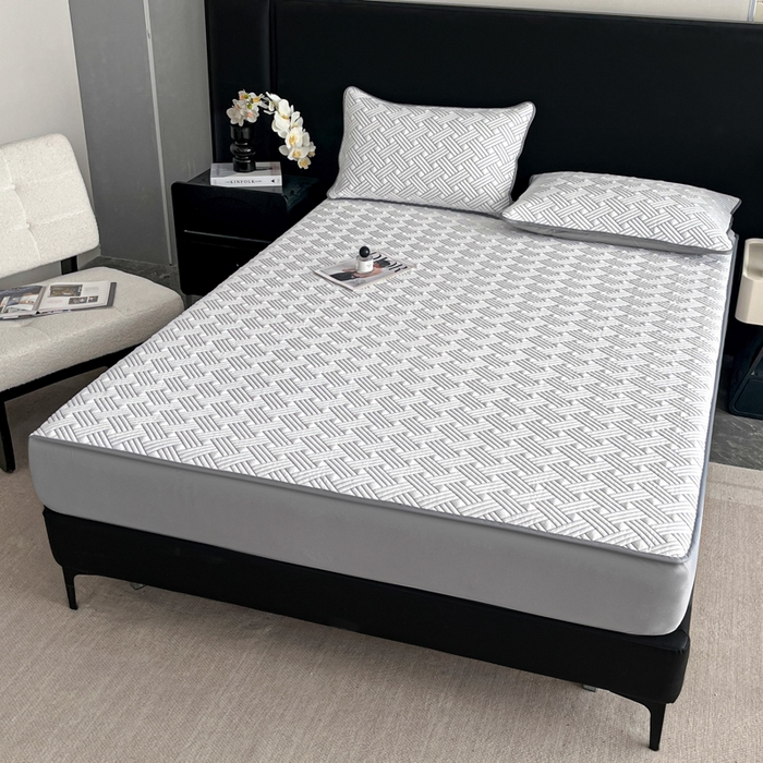 91家纺网 家纺一手货源 找家纺 欧邦 2025新款加厚PE中分子凉感豆豆软席-极简系列 床笠款-极简-灰