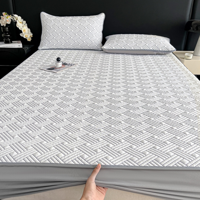 91家纺网 家纺一手货源 找家纺 欧邦 2025新款加厚PE中分子凉感豆豆软席-极简系列 床笠款-极简-灰