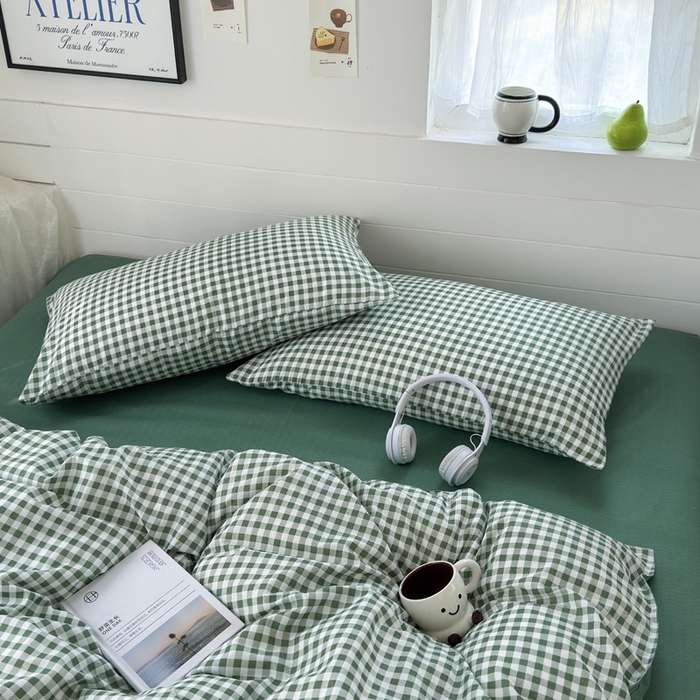 91家纺网 家纺一手货源 找家纺 可可家纺 2025新款印花卡通芦荟棉被套亲肤被罩单件小清新 绿小格