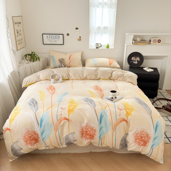 91家纺网 家纺一手货源 找家纺 可可家纺 2025新款印花卡通芦荟棉被套亲肤被罩单件小清新 丰收季节