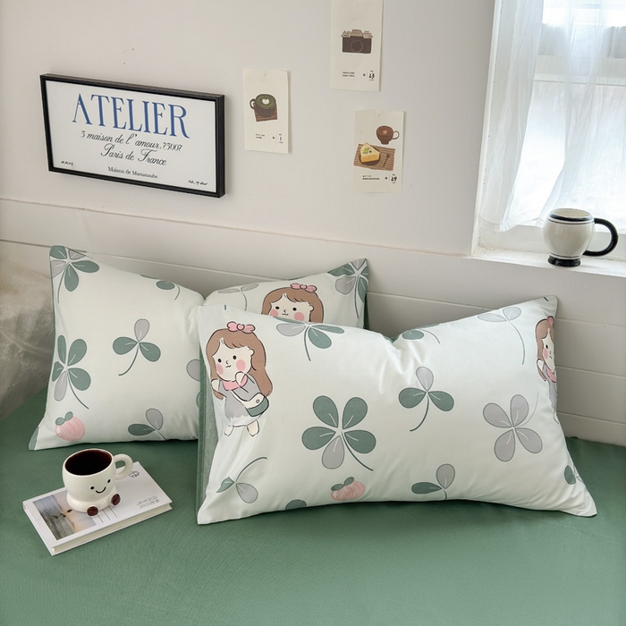 91家纺网 家纺一手货源 找家纺 可可家纺 2025新款印花卡通芦荟棉被套亲肤被罩单件小清新 花园女孩