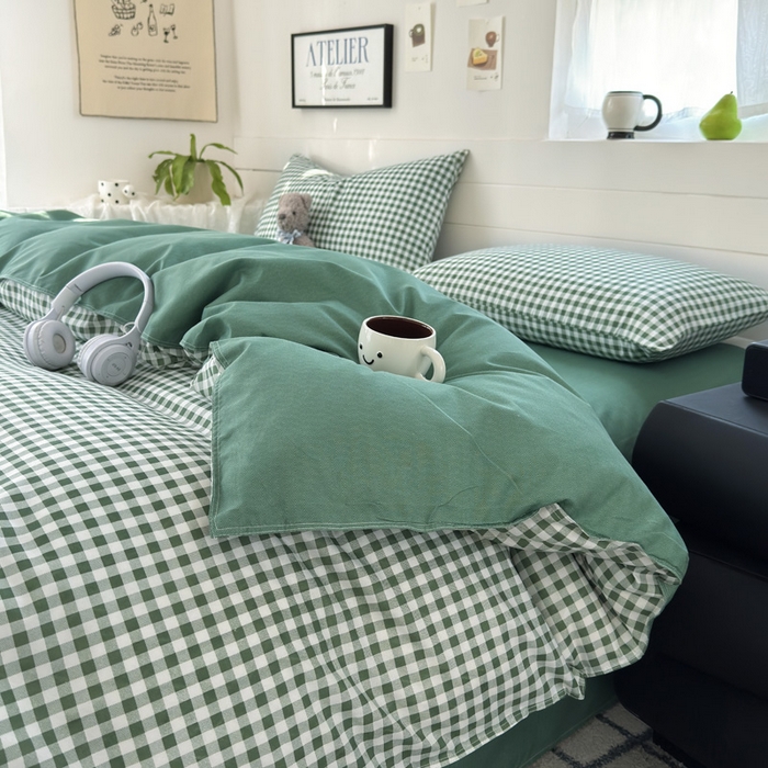 91家纺网 家纺一手货源 找家纺 可可家纺 2025新款印花卡通芦荟棉被套亲肤被罩单件小清新 绿小格