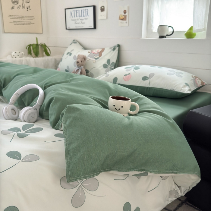 91家纺网 家纺一手货源 找家纺 可可家纺 2025新款印花卡通芦荟棉被套亲肤被罩单件小清新 花园女孩