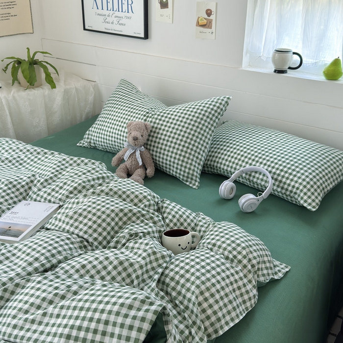 91家纺网 家纺一手货源 找家纺 可可家纺 2025新款印花卡通芦荟棉被套亲肤被罩单件小清新 绿小格