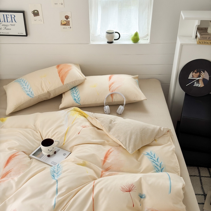 91家纺网 家纺一手货源 找家纺 可可家纺 2025新款印花卡通芦荟棉被套亲肤被罩单件小清新 丰收季节