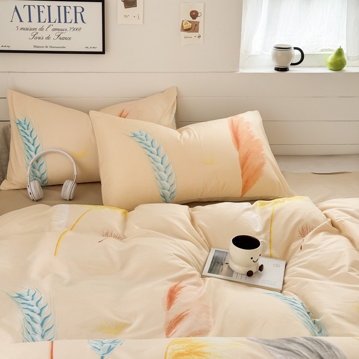 91家纺网 家纺一手货源 找家纺 可可家纺 2025新款印花卡通芦荟棉被套亲肤被罩单件小清新 丰收季节