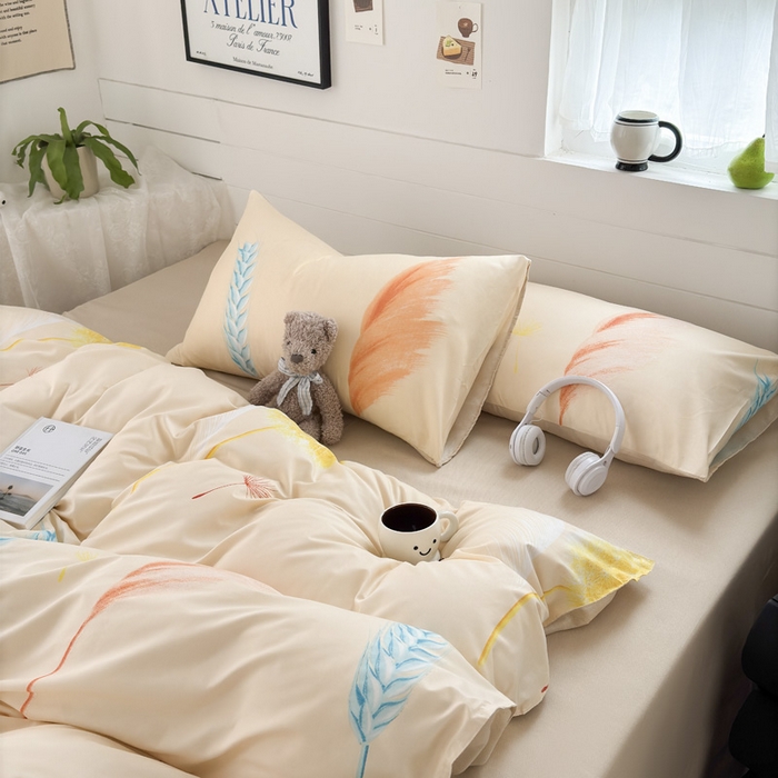 91家纺网 家纺一手货源 找家纺 可可家纺 2025新款印花卡通芦荟棉被套亲肤被罩单件小清新 丰收季节