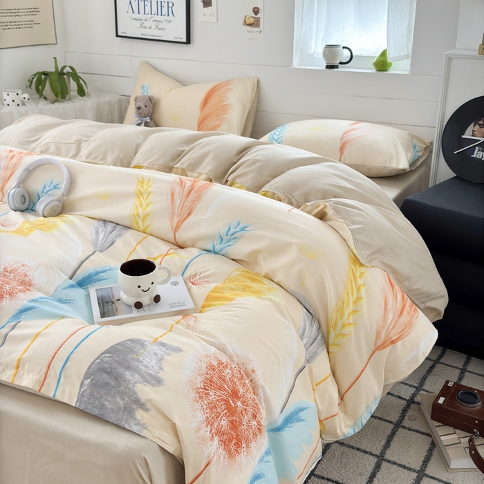 91家纺网 家纺一手货源 找家纺 可可家纺 2025新款印花卡通芦荟棉被套亲肤被罩单件小清新 丰收季节