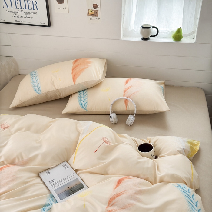 91家纺网 家纺一手货源 找家纺 可可家纺 2025新款印花卡通芦荟棉被套亲肤被罩单件小清新 丰收季节