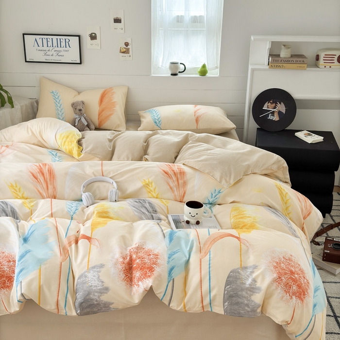 91家纺网 家纺一手货源 找家纺 可可家纺 2025新款印花卡通芦荟棉被套亲肤被罩单件小清新 丰收季节