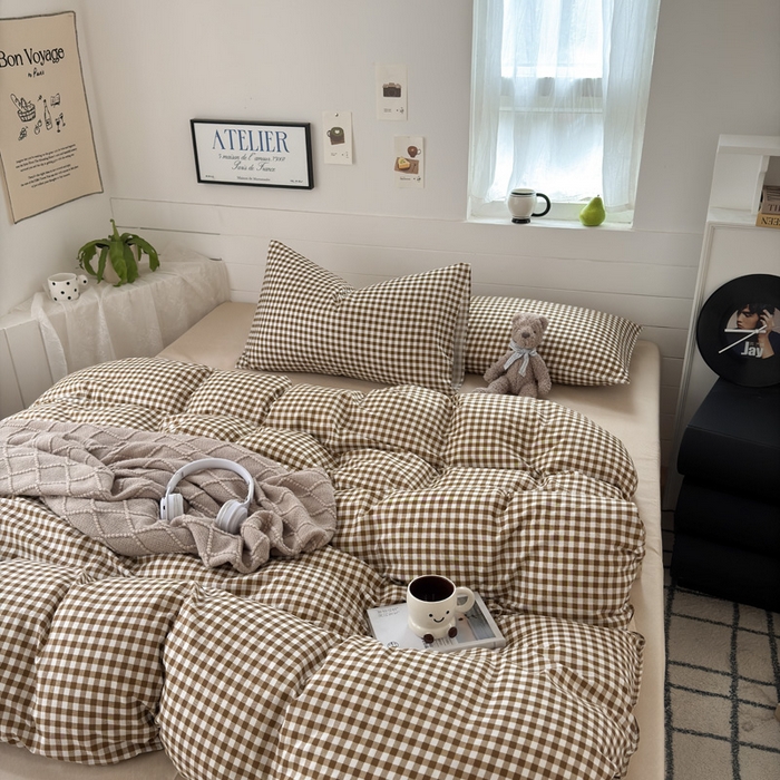 91家纺网 家纺一手货源 找家纺 可可家纺 2025新款印花卡通芦荟棉被套亲肤被罩单件小清新 驼小格