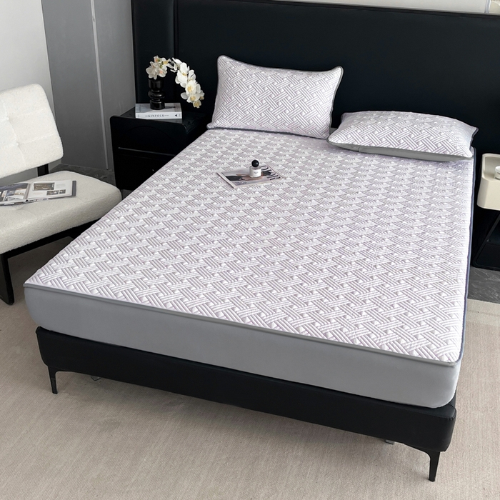 91家纺网 家纺一手货源 找家纺 欧邦 2025新款加厚PE中分子凉感豆豆软席-极简系列 床笠款-极简-紫