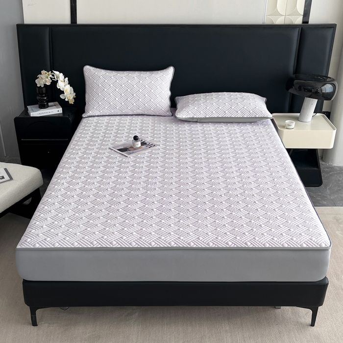 91家纺网 家纺一手货源 找家纺 欧邦 2025新款加厚PE中分子凉感豆豆软席-极简系列 床笠款-极简-紫