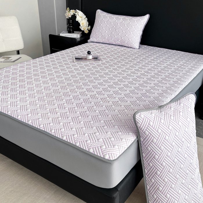 91家纺网 家纺一手货源 找家纺 欧邦 2025新款加厚PE中分子凉感豆豆软席-极简系列 床笠款-极简-紫