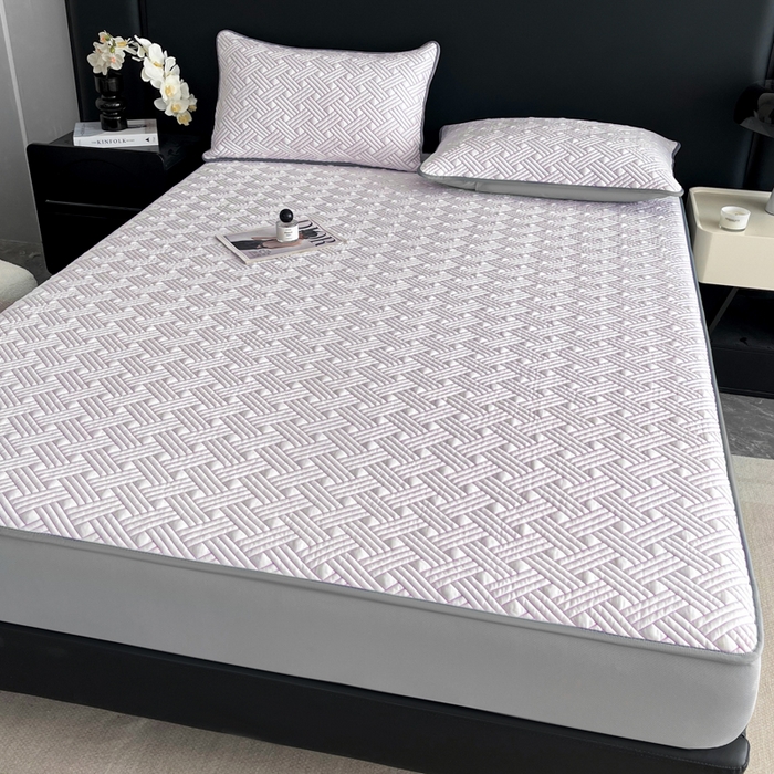 91家纺网 家纺一手货源 找家纺 欧邦 2025新款加厚PE中分子凉感豆豆软席-极简系列 床笠款-极简-紫