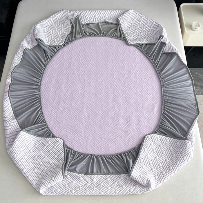 91家纺网 家纺一手货源 找家纺 欧邦 2025新款加厚PE中分子凉感豆豆软席-极简系列 床笠款-极简-紫