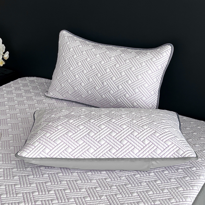 91家纺网 家纺一手货源 找家纺 欧邦 2025新款加厚PE中分子凉感豆豆软席-极简系列 床笠款-极简-紫