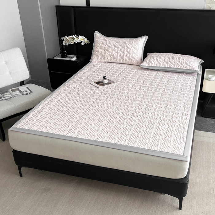 91家纺网 家纺一手货源 找家纺 欧邦 2025新款加厚PE中分子凉感豆豆软席-极简系列 床席款-极简-粉