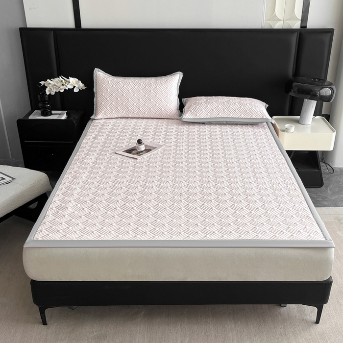 91家纺网 家纺一手货源 找家纺 欧邦 2025新款加厚PE中分子凉感豆豆软席-极简系列 床席款-极简-粉