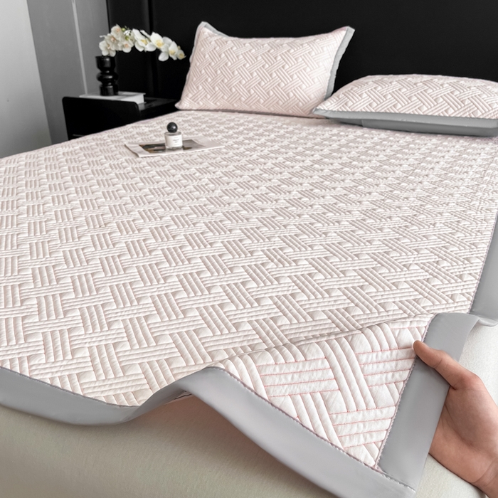 91家纺网 家纺一手货源 找家纺 欧邦 2025新款加厚PE中分子凉感豆豆软席-极简系列 床席款-极简-粉