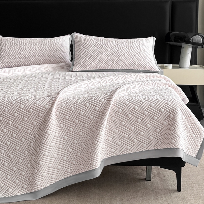 91家纺网 家纺一手货源 找家纺 欧邦 2025新款加厚PE中分子凉感豆豆软席-极简系列 床席款-极简-粉