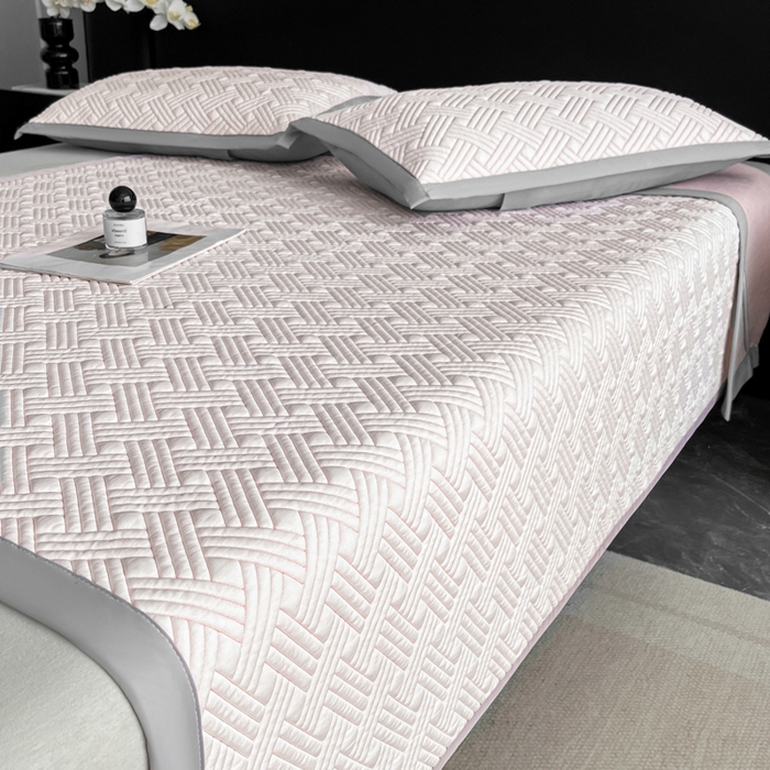 91家纺网 家纺一手货源 找家纺 欧邦 2025新款加厚PE中分子凉感豆豆软席-极简系列 床席款-极简-粉