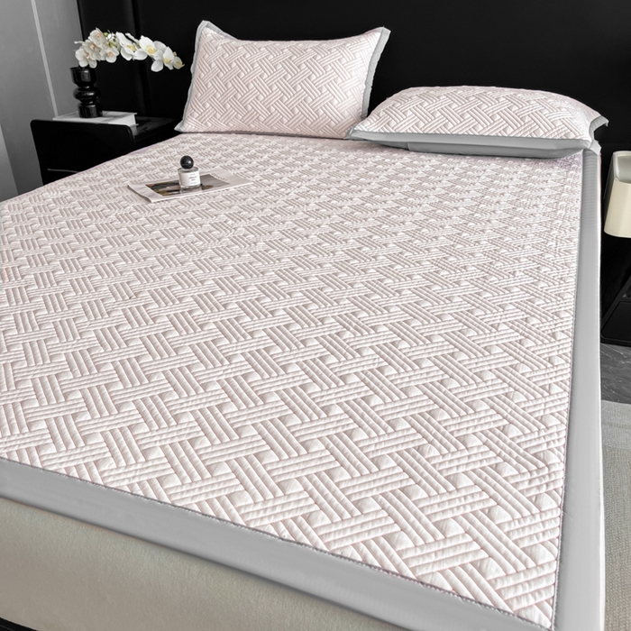 91家纺网 家纺一手货源 找家纺 欧邦 2025新款加厚PE中分子凉感豆豆软席-极简系列 床席款-极简-粉