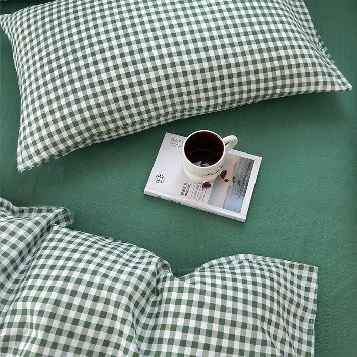 91家纺网 家纺一手货源 找家纺 可可家纺 2025新款印花卡通芦荟棉枕套亲肤信封式枕头套小清新 绿小格