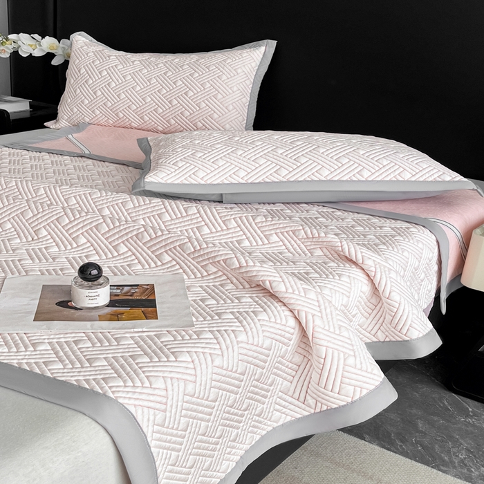 91家纺网 家纺一手货源 找家纺 欧邦 2025新款加厚PE中分子凉感豆豆软席-极简系列 床席款-极简-粉