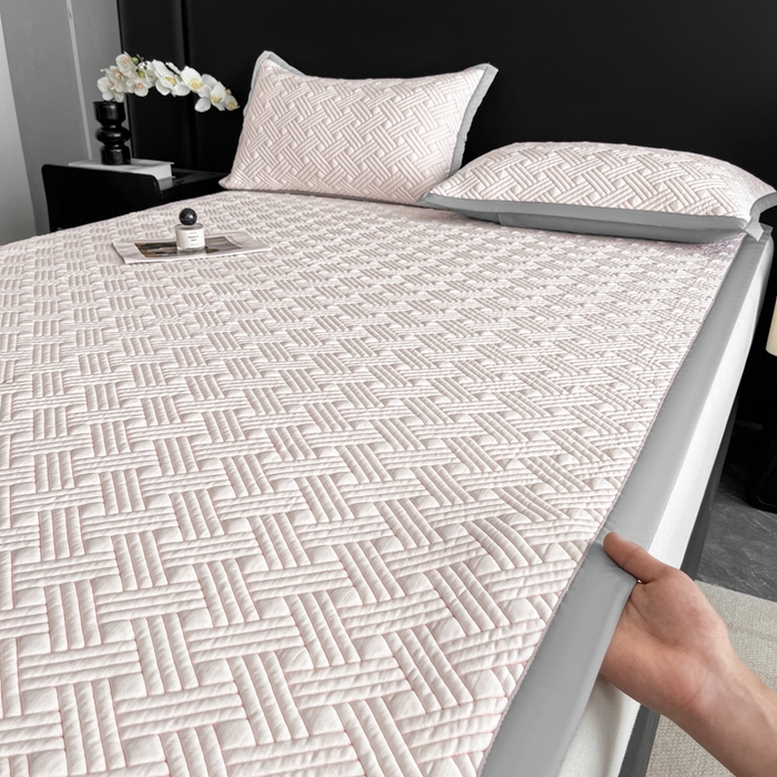 91家纺网 家纺一手货源 找家纺 欧邦 2025新款加厚PE中分子凉感豆豆软席-极简系列 床席款-极简-粉