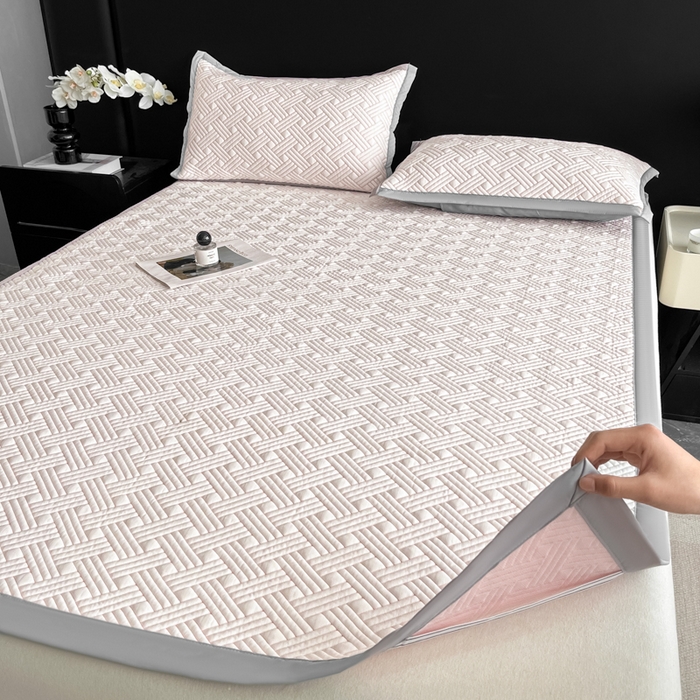 91家纺网 家纺一手货源 找家纺 欧邦 2025新款加厚PE中分子凉感豆豆软席-极简系列 床席款-极简-粉