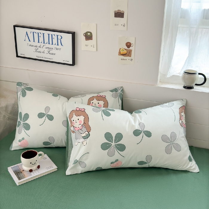 91家纺网 家纺一手货源 找家纺 （总）可可家纺 2025新款印花卡通芦荟棉枕套亲肤信封式枕头套小清新
