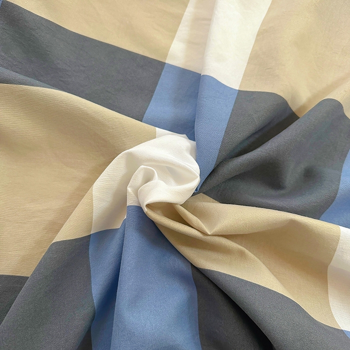 91家纺网 家纺一手货源 找家纺 十一家居 2025新款亲肤裸睡云朵棉水洗棉床笠-洛可系列 蓝调大格