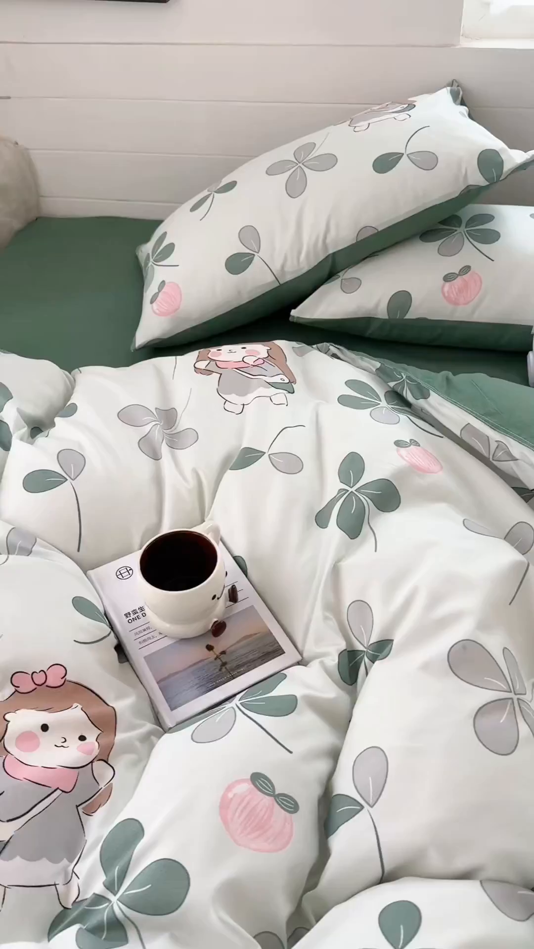 91家纺网 家纺一手货源 找家纺 可可家纺 2025新款印花卡通芦荟棉枕套亲肤信封式枕头套小清新 花园女孩