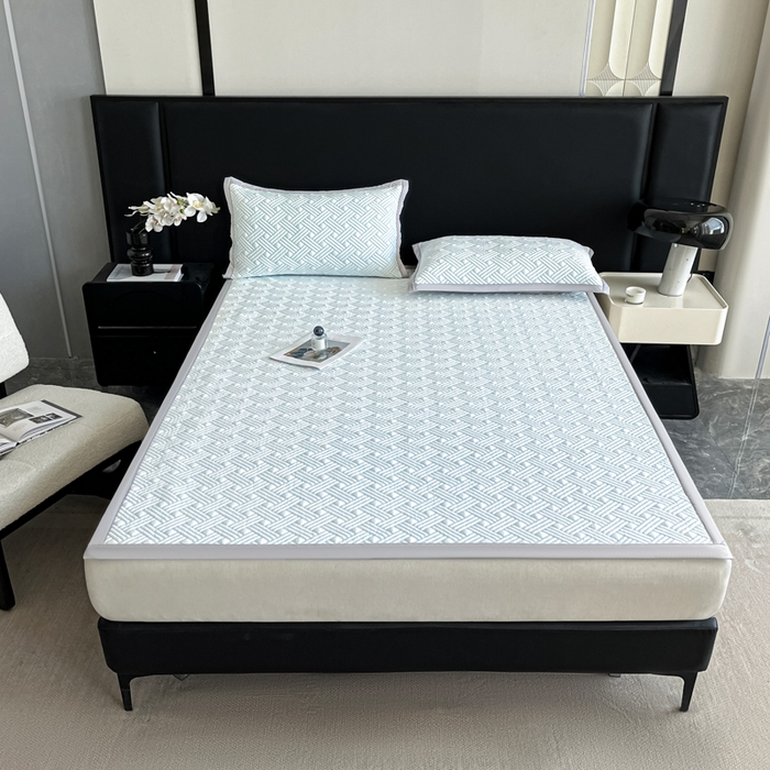 91家纺网 家纺一手货源 找家纺 欧邦 2025新款加厚PE中分子凉感豆豆软席-极简系列 床席款-极简-蓝