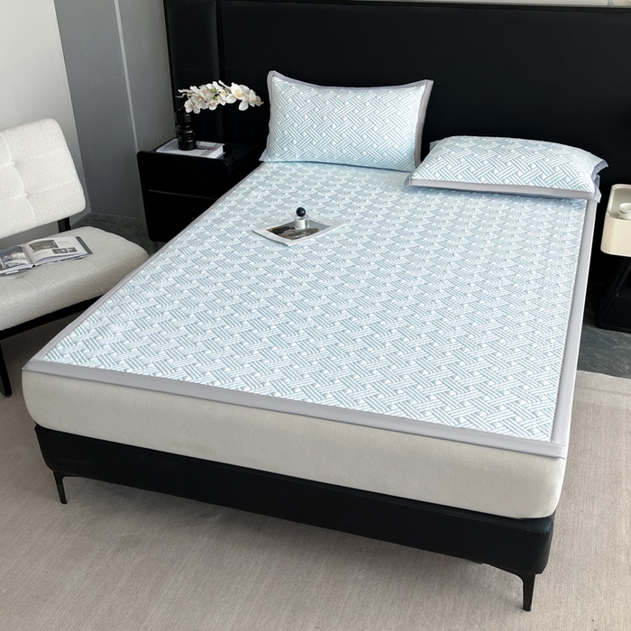 91家纺网 家纺一手货源 找家纺 欧邦 2025新款加厚PE中分子凉感豆豆软席-极简系列 床席款-极简-蓝