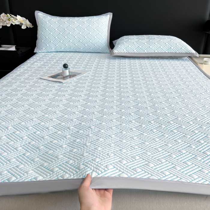 91家纺网 家纺一手货源 找家纺 欧邦 2025新款加厚PE中分子凉感豆豆软席-极简系列 床席款-极简-蓝