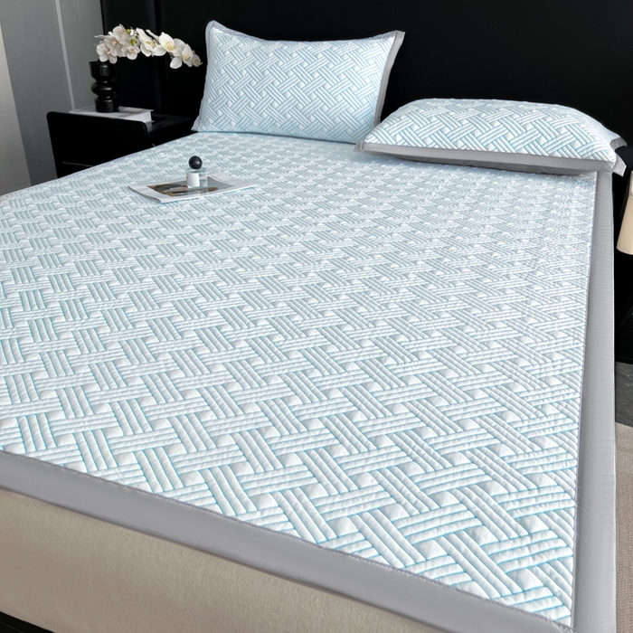 91家纺网 家纺一手货源 找家纺 欧邦 2025新款加厚PE中分子凉感豆豆软席-极简系列 床席款-极简-蓝