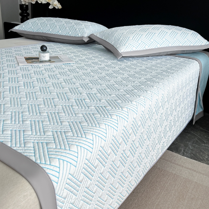 91家纺网 家纺一手货源 找家纺 欧邦 2025新款加厚PE中分子凉感豆豆软席-极简系列 床席款-极简-蓝