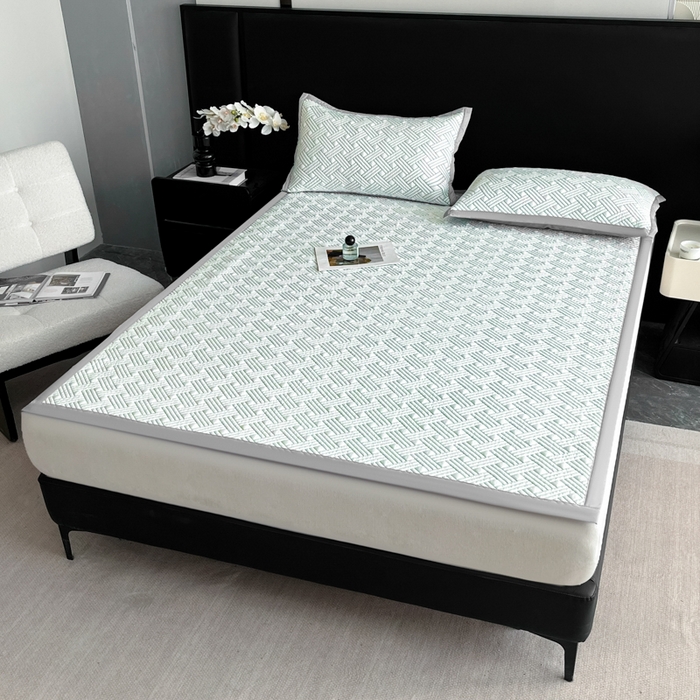 91家纺网 家纺一手货源 找家纺 欧邦 2025新款加厚PE中分子凉感豆豆软席-极简系列 床席款-极简-绿