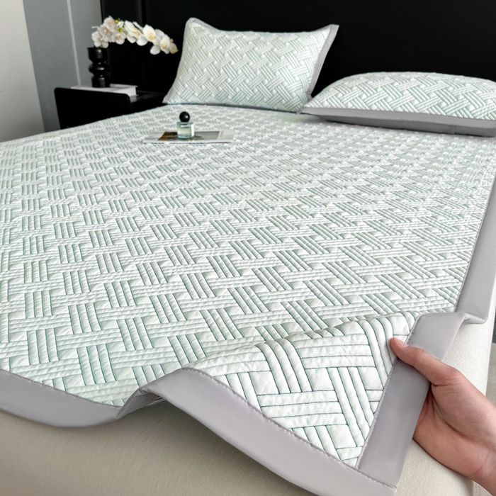 91家纺网 家纺一手货源 找家纺 欧邦 2025新款加厚PE中分子凉感豆豆软席-极简系列 床席款-极简-绿