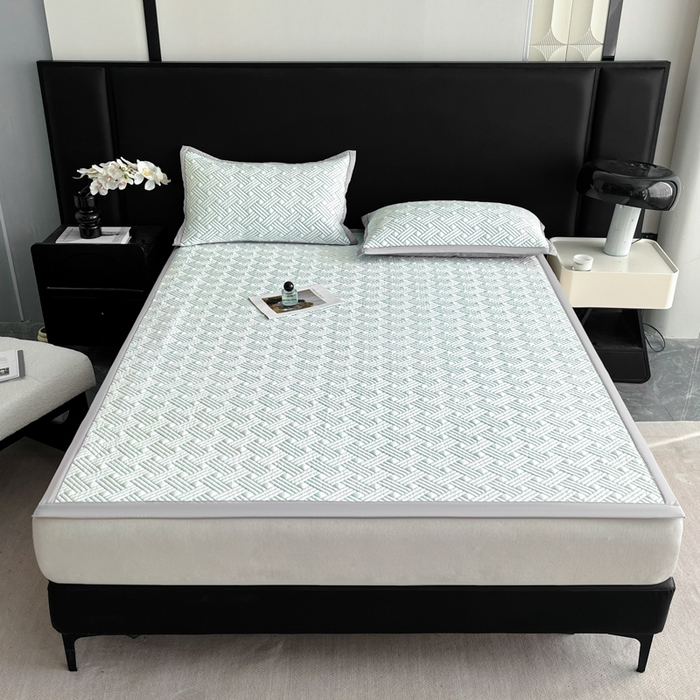 91家纺网 家纺一手货源 找家纺 欧邦 2025新款加厚PE中分子凉感豆豆软席-极简系列 床席款-极简-绿