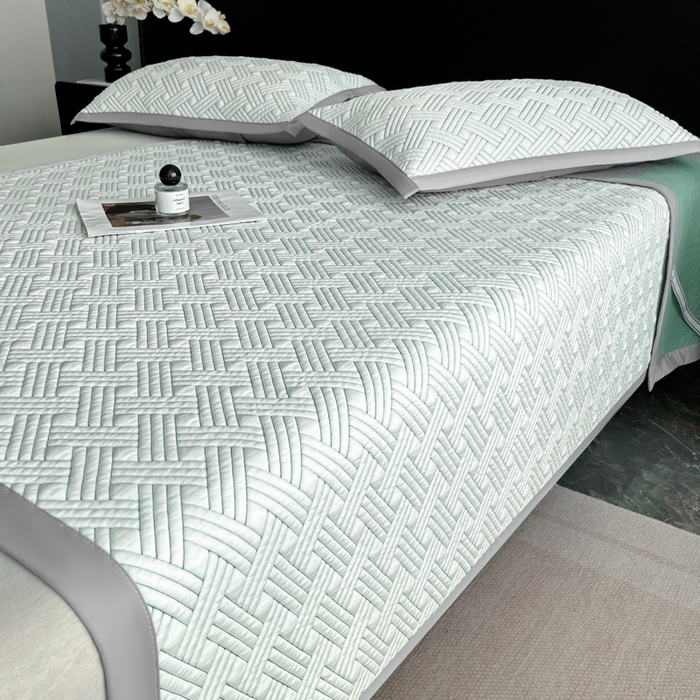 91家纺网 家纺一手货源 找家纺 欧邦 2025新款加厚PE中分子凉感豆豆软席-极简系列 床席款-极简-绿