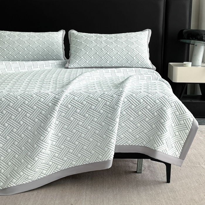 91家纺网 家纺一手货源 找家纺 欧邦 2025新款加厚PE中分子凉感豆豆软席-极简系列 床席款-极简-绿